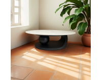 Konferenčný stolík Axen - biela imitácia mramoru / čierna