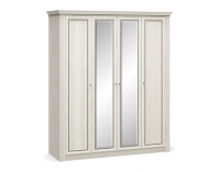 Štvordverová šatníková skriňa so zrkadlom Bacopa W-4D - jaseň biely