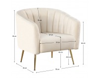 Dizajnové kreslo Bagy - béžová (Velvet) / zlatá