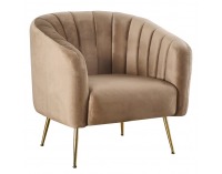 Dizajnové kreslo Bagy - hnedá (Velvet) / zlatá