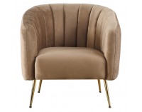 Dizajnové kreslo Bagy - hnedá (Velvet) / zlatá
