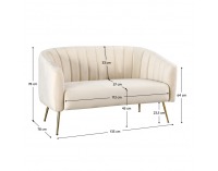 Dvojsedačka Bagy - béžová (Velvet) / zlatá