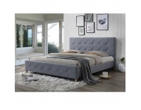 Čalúnená manželská posteľ s roštom Balder 180 - sivá / prírodná