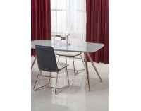 Jedálenský stôl Barcano - sivý mramor / zlatá