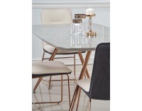 Jedálenský stôl Barcano - sivý mramor / zlatá