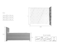 Čalúnená manželská posteľ s úložným priestorom Barino 180 - bordová
