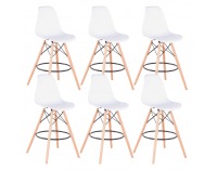 Barová stolička (6 ks) Carbry 2 New - biela / buk