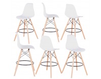 Barová stolička (6 ks) Carbry 2 New - biela / buk