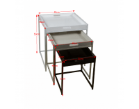 Príručný stolík (3 ks) Barton - biela / sivá / čierna