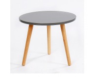 Okrúhly príručný stolík Bazzy 2 - sivá / prírodná