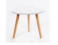 Okrúhly príručný stolík Bazzy 2 - biela / prírodná