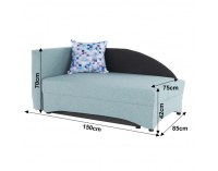 Rozkladacie kreslo s úložným priestorom Bella L - mentolová / sivá