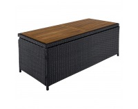 Záhradný úložný box / lavica Bemus - čierna, prírodná, krémová
