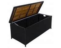 Záhradný úložný box / lavica Bemus - čierna, prírodná, krémová