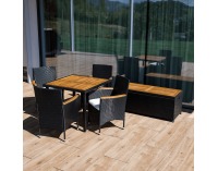 Záhradný úložný box / lavica Bemus - čierna, prírodná, krémová