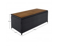 Záhradný úložný box / lavica Bemus - čierna, prírodná, krémová