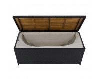Záhradný úložný box / lavica Bemus - čierna, prírodná, krémová