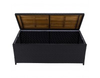 Záhradný úložný box / lavica Bemus - čierna, prírodná, krémová