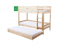 Drevená prístelka s roštom Beny 90x195 - prírodná