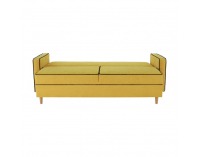 Rozkladacia pohovka s úložným priestorom Bernia - žltá / čierna / buk