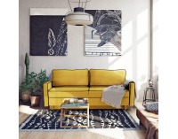 Rozkladacia pohovka s úložným priestorom Bernia - žltá / čierna / buk