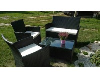 Záhradný nábytok z umelého ratanu Comodo - čierna / ecru