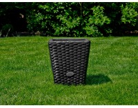 Záhradný kvetináč z umelého ratanu Dijon - čierna