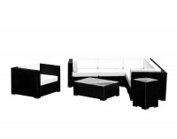 Záhradný nábytok z umelého ratanu Metropoli - čierna / ecru