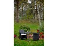 Záhradný set z umelého ratanu Poco - čierna / ecru