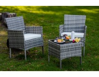 Záhradný nábytok z umelého ratanu Sano - sivý melanž / ecru