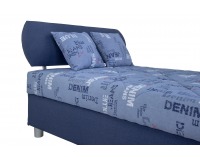 Čalúnená manželská posteľ s roštom a matracom Aster 140 - modrá / vzor