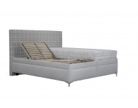 Čalúnená manželská posteľ s roštom a matracom Ella 180 - krémová / vzor