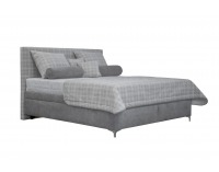 Čalúnená manželská posteľ s roštom a matracom Ella 180 - svetlosivá / vzor