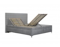 Čalúnená manželská posteľ s roštom a matracom Ella 180 - svetlosivá / vzor