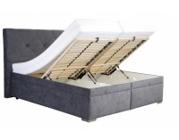 Čalúnená manželská posteľ s roštom a matracom Gela 180 - tmavosivá / vzor