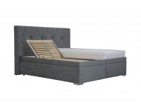 Čalúnená manželská posteľ s roštom a matracom Gela 180 - tmavosivá / vzor