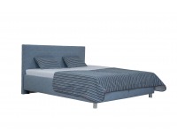 Čalúnená manželská posteľ s roštom a matracom Mirka 160 - modrá / vzor