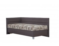 Čalúnená jednolôžková posteľ (váľanda) s matracom Polly 90 L - hnedá / vzor