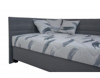 Čalúnená jednolôžková posteľ (váľanda) s matracom Polly 90 L - sivá / vzor