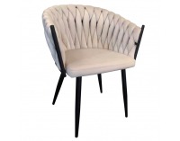 Dizajnové kreslo Bler - svetlobéžová (Velvet) / čierna