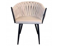 Dizajnové kreslo Bler - svetlobéžová (Velvet) / čierna