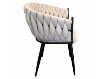 Dizajnové kreslo Bler - svetlobéžová (Velvet) / čierna