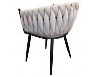 Dizajnové kreslo Bler - svetlobéžová (Velvet) / čierna