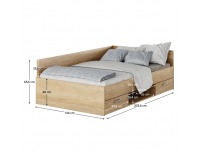 Posteľový rám s úložným priestorom Boat 120 - dub sonoma