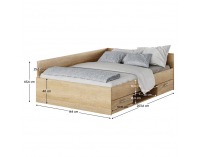 Posteľový rám s úložným priestorom Boat 140 - dub sonoma