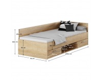 Posteľový rám s úložným priestorom Boat 90 - dub sonoma