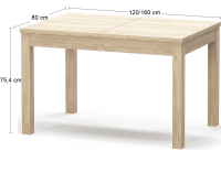 Rozkladací jedálenský stôl Bofin 120/160 - dub sonoma