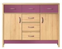 Komoda Codi CD 3 - višňa cornwall / rainbow fialová
