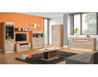 Komoda s osvetlením Enzo EN 3 - buk mat / béžový lesk