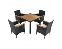 Záhradný nábytok z umelého ratanu Bogart - čierna / krémová / prírodná